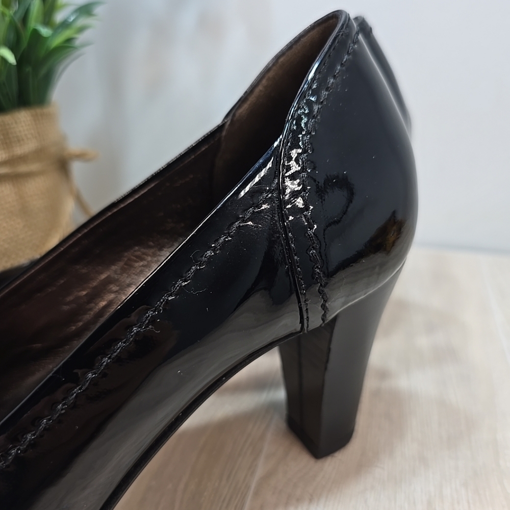 AGL Womens Black Patent Leather Pump Slip On Heel Shoes Size 9 - Picture 4 of 12